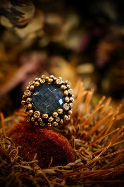 Diamond Ring (ダイヤモンドリング）[AN909]Bronze Labradorite/Onix/Crystal】オーダー商品