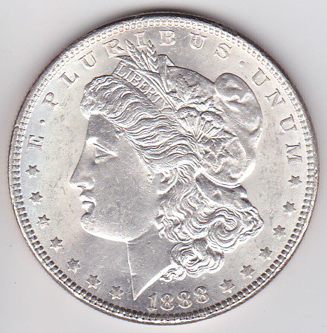 アメリカ1ドル銀貨 モルガン 1888年 AU/未使用－ - ワタナベコイン ネットショップ