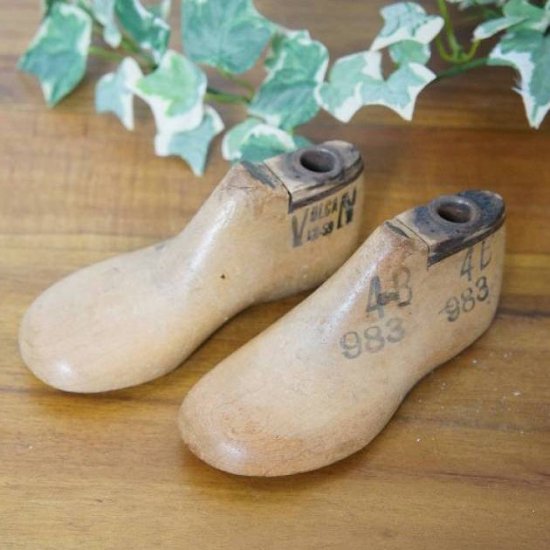 アンティーク シューモールド 木製靴型 4B 13cm 2個セット