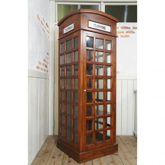 英国調 イギリス 電話ボックス型 大型シェルフ  棚 店舗什器 木目