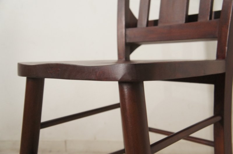英国アンティーク調 チャーチチェア ボックス付 クロス マホガニー ダーク 教会 椅子