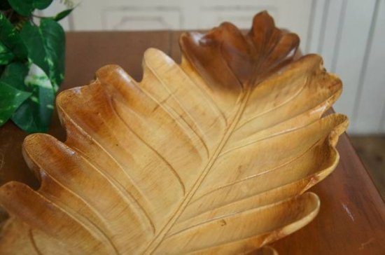 オリジナル ハンドメイド 葉っぱ型 サラダボウル 木製トレイ モンキーポッド 大型 70cm