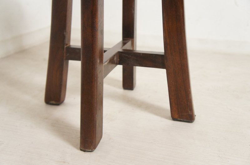アンティーク調 レトロ チーク スツール 総無垢 木製椅子 花台 ダーク イス