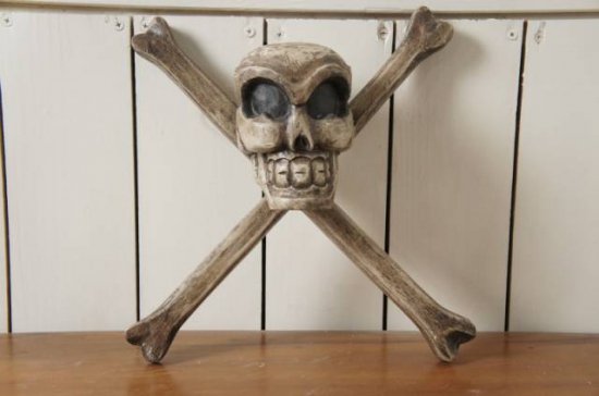 ハンドメイド 木製 オブジェ 海賊マーク ドクロ 髑髏 スカル