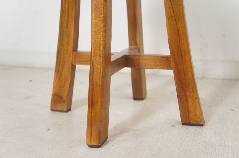 アンティーク調 レトロ チーク スツール 総無垢 木製椅子 花台 ナチュラル イス