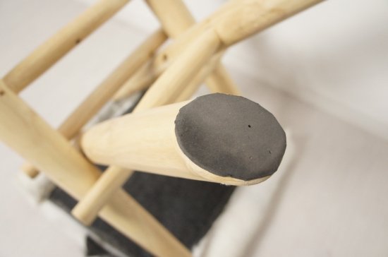 アンティーク調 ホールディングチェア 毛皮張 チーク ハラコ 折畳椅子 白黒MIX