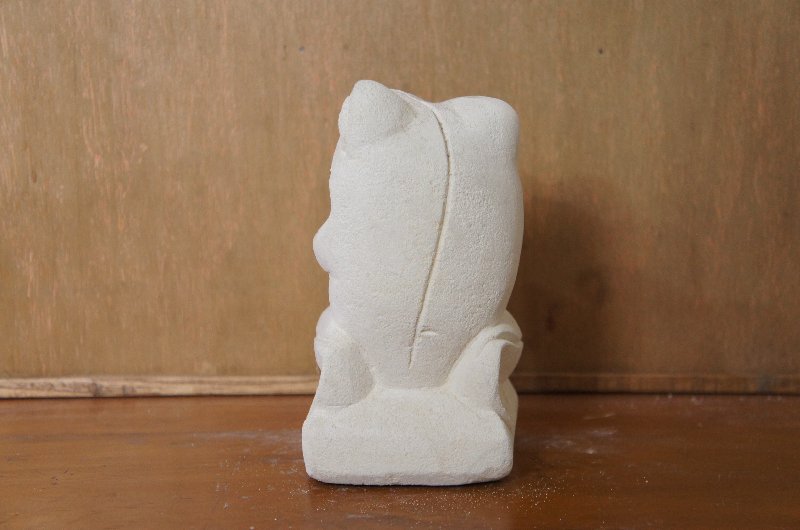 パラス石 石彫り バリ島 アジアン オブジェ 置物 カエル 15cm (お願い左向き)