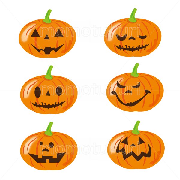 99円から390円素材sozai ハロウィン かぼちゃ イラスト6個セット