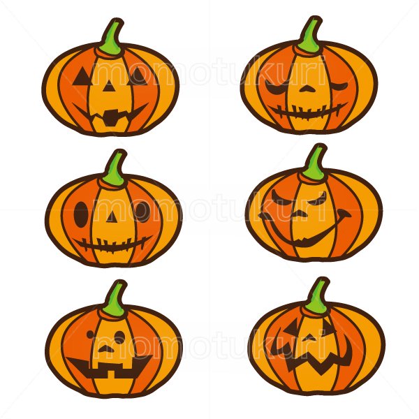 99円から390円素材sozai ハロウィン かぼちゃ イラスト6個セット 3