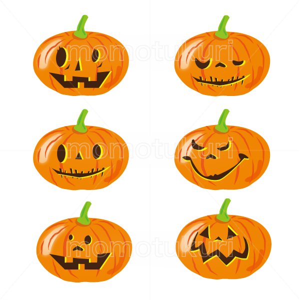 99円から390円素材sozai ハロウィン かぼちゃ イラスト6個セット 13