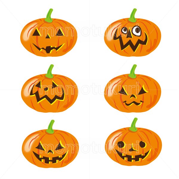 99円から390円素材sozai ハロウィン かぼちゃ イラスト6個セット 14