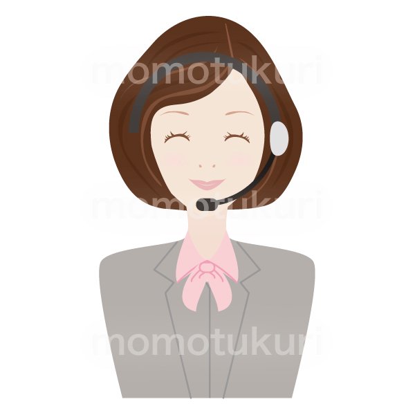 99円から390円素材sozai コールセンター女性 Oｌ ビジネス 仕事 上半身 イラスト ニコニコ 笑顔