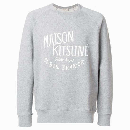 メゾンキツネ Maison Kitsune 17aw新作 プリントスウェットシャツ グレー