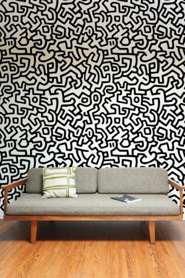 Keith Haring Pattern Wall Tiles ウォールタイル Black ウォールステッカー Blik