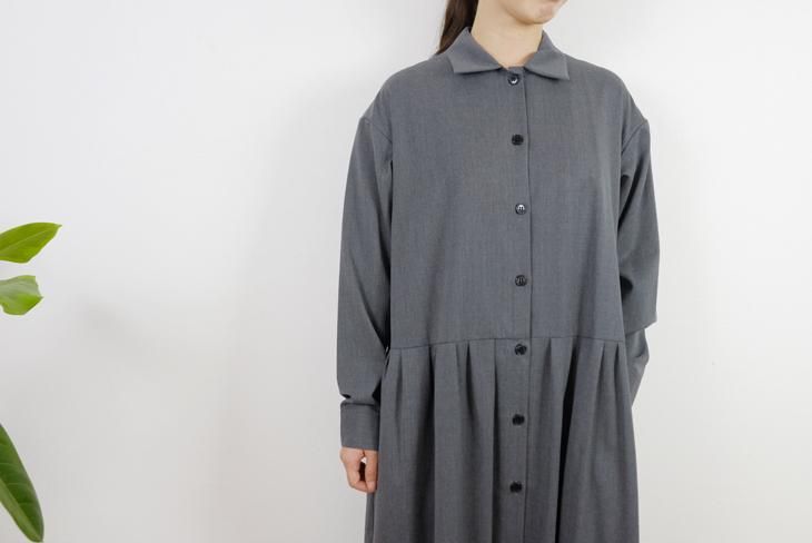 Stamp And Diary シャツカラーウエスト切替ワンピース Gray ワンピース Paper Birds ペーパーバーズ レディース アパレル オンラインショップ