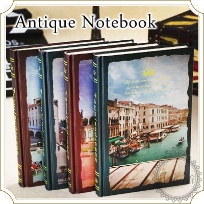 Antique Note Book アンティーク調でオシャレ 海外の建物がプリントされたハードカバー洋書風ノートブックの通販サイト