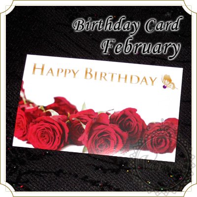 ２月のバースデーカード ローズ柄の通販サイト ゴシックな薔薇と２月の誕生石紫水晶をイメージした アメジスト風パープルストーン付き誕生日カード