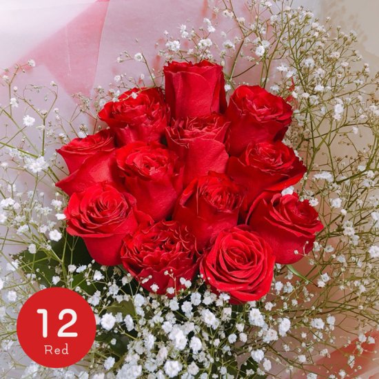 プレミアムローズ 大輪バラの花束 ダーズンローズ レッド 12本 バラ専門店 Rosegift ローズギフト