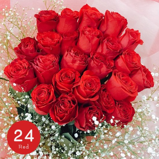 Loverose プレミアムローズ 大輪バラの花束 レッド 24本 バラ専門店 Rosegift ローズギフト