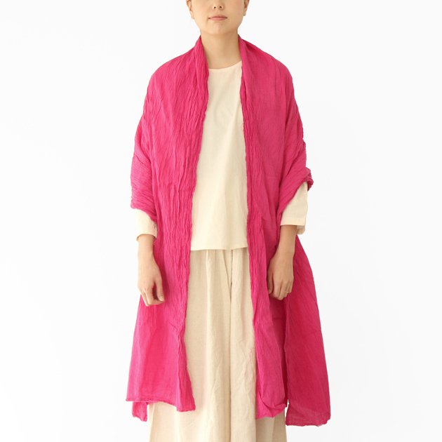 ヂェン先生の日常着｜ボリュームショール ピンク - ファッション 