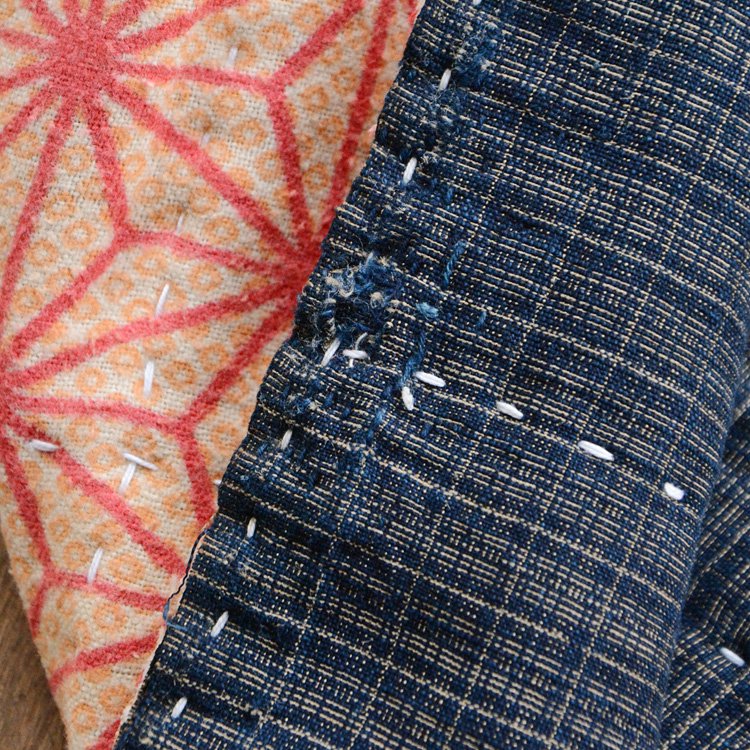 刺し子 雑巾 藍染 格子 手縫い ジャパンヴィンテージ ファブリック Funs Sashiko Fabric Cloth Indigo Aizome Japan Vintage