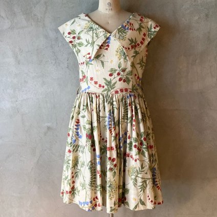 1960 S Botanical Pattern Dress 1960年代 ボタニカル柄ワンピース Jeje Piano Online Boutique 神戸のアンティーク時計 ジュエリー ファッション専門店