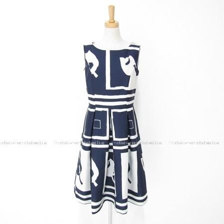 M S Gracy エムズグレイシー チューリップ柄 ワンピース ネイビー 36