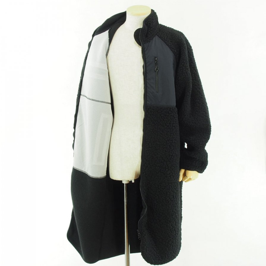 fleece long coat with hood