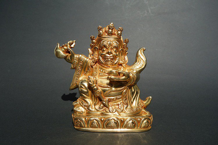 【仏像】大黒天（マハーカーラ） 銅製 彫金仕上げ 21cm【送料無料】