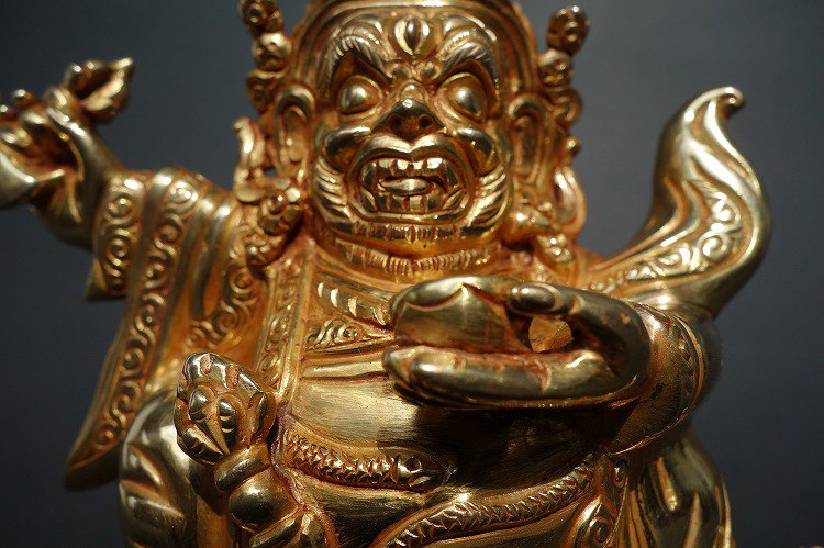 【仏像】大黒天（マハーカーラ） 銅製 彫金仕上げ 12cm【送料無料】