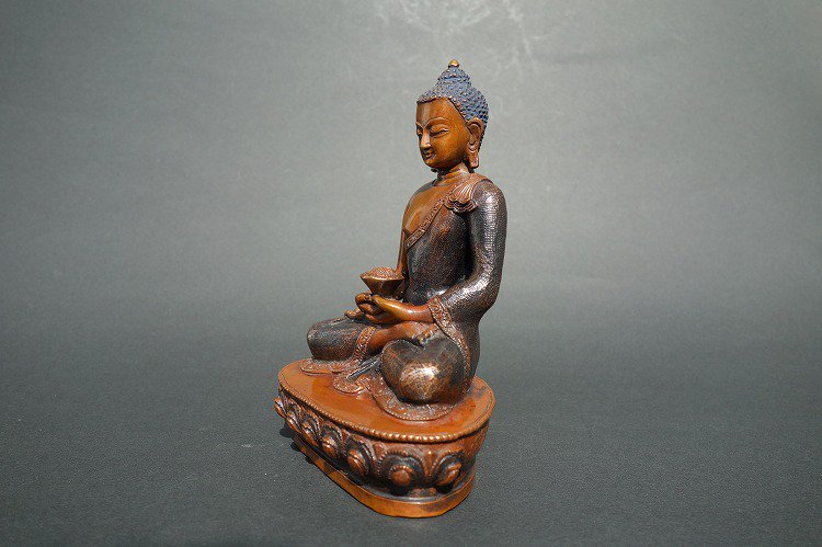【仏像】阿弥陀如来（アミターバ・アミターユス） 彫金仕上げ 14cm【送料無料】