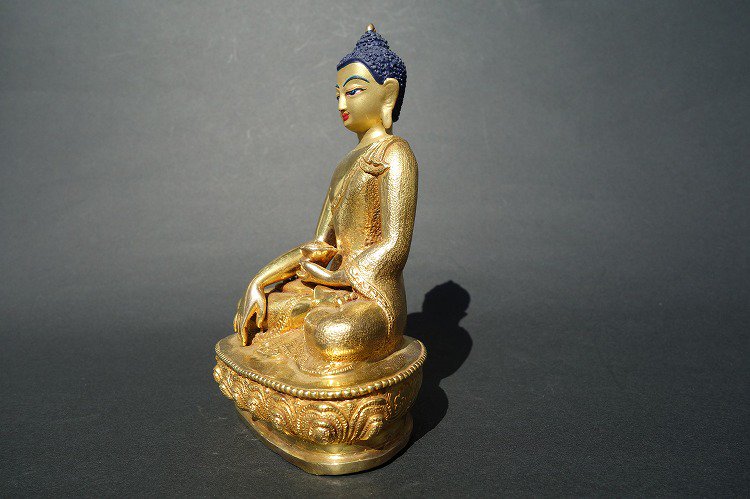 【仏像】釈迦如来 彫金仕上げ 14cm【送料無料】