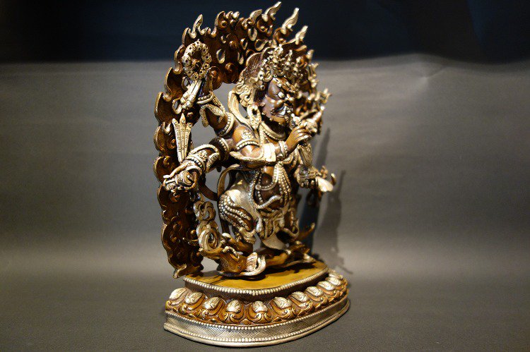 【仏像】大黒天（マハーカーラ） 銅製 彫金仕上げ32cm【送料無料】