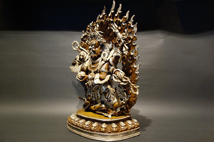 【仏像】大黒天（マハーカーラ） 銅製 彫金仕上げ 32cm【送料無料】