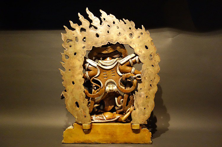 【仏像】大黒天（マハーカーラ） 銅製 彫金仕上げ 32cm【送料無料】