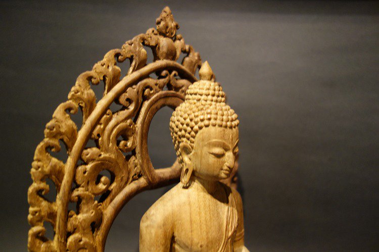 【仏像】阿弥陀如来 木彫り仏像25cm【送料無料】