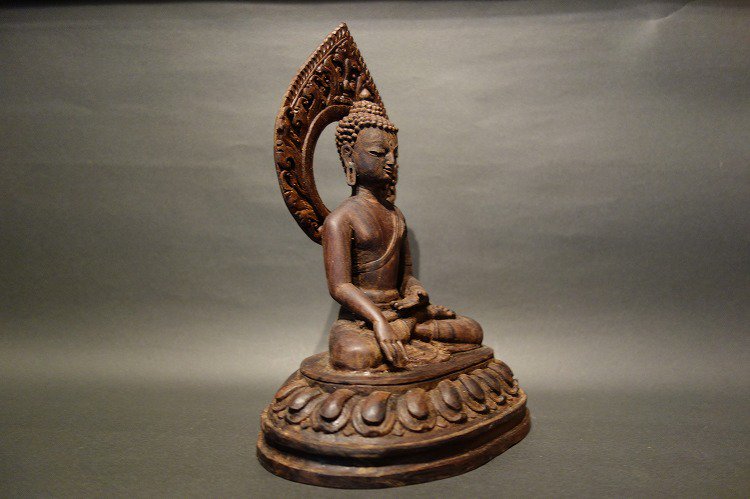 【仏像】釈迦如来 木彫り仏像 23cm【送料無料】