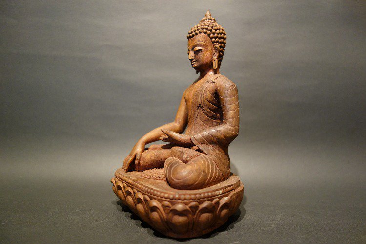 【仏像】釈迦如来 木彫り仏像 19cm【送料無料】