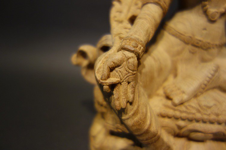 【仏像】緑多羅菩薩（グリーンターラ）木彫り 仏像 22cm【送料無料】