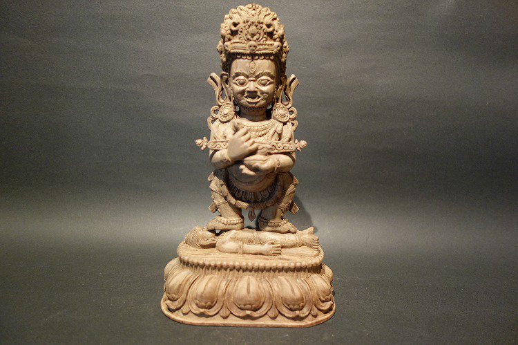【仏像】大黒天（マハーカーラ） 木彫り仏像 22cm【送料無料】