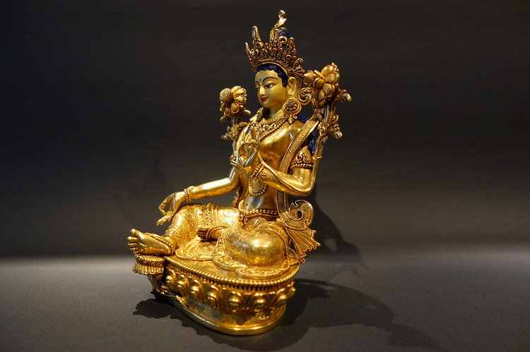 【仏像】緑多羅菩薩 （グリーンターラ） 特別彫金仕上げ 21cm【送料無料】