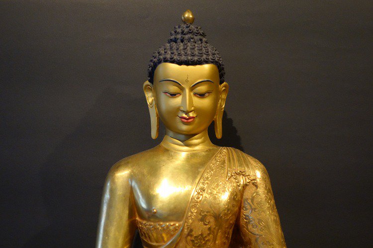 【仏像】釈迦如来 彫金仕上げ 40cm【送料無料】