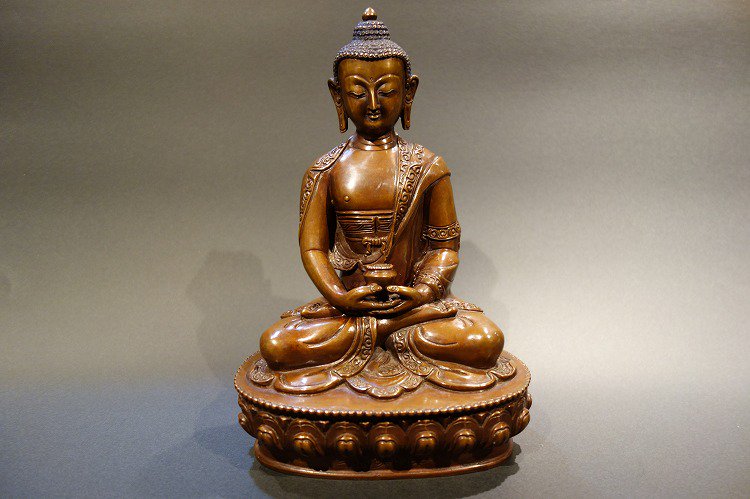 【仏像】阿弥陀如来（アミターバ・アミターユス）銅製 20cm 【送料無料】