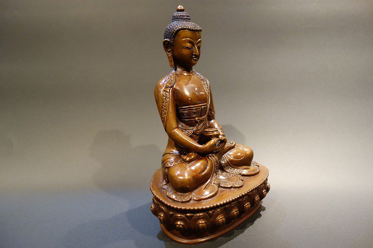 【仏像】阿弥陀如来（アミターバ・アミターユス） 銅製 20cm 【送料無料】
