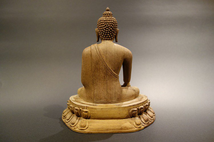 【仏像】釈迦如来 木彫り仏像18cm【送料無料】