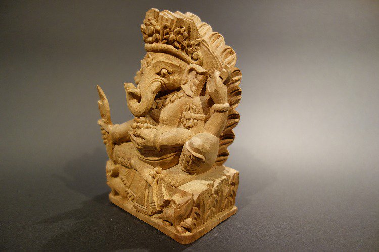 【仏像】ガネーシャ 木彫り仏像 13cm【送料無料】