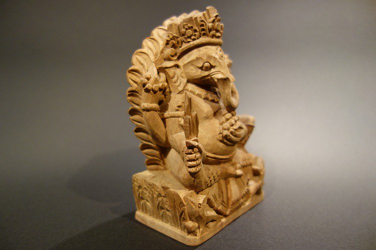 【仏像】ガネーシャ 木彫り仏像 13cm【送料無料】