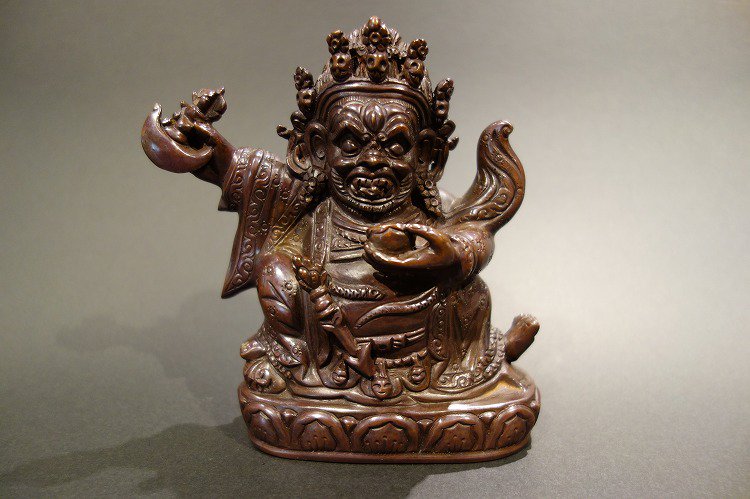 【仏像】大黒天（マハーカーラ） 銅製 彫金仕上げ 21cm【送料無料】