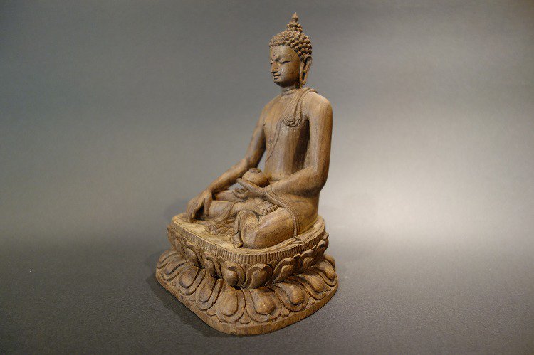 【仏像】釈迦如来 木彫り仏像 17cm【送料無料】