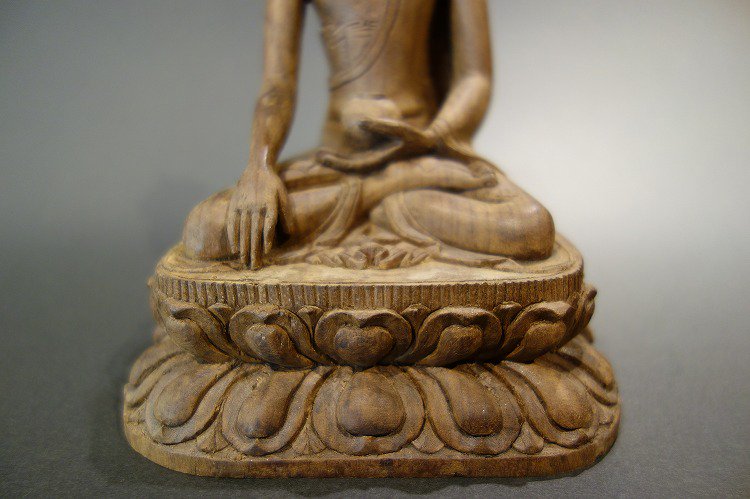 【仏像】釈迦如来 木彫り仏像17cm【送料無料】